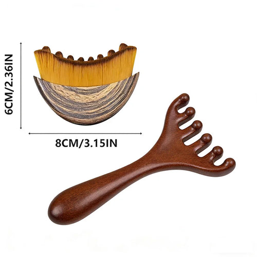 Lymphatic Contour Face Brush & Wooden Meridian Massage Comb