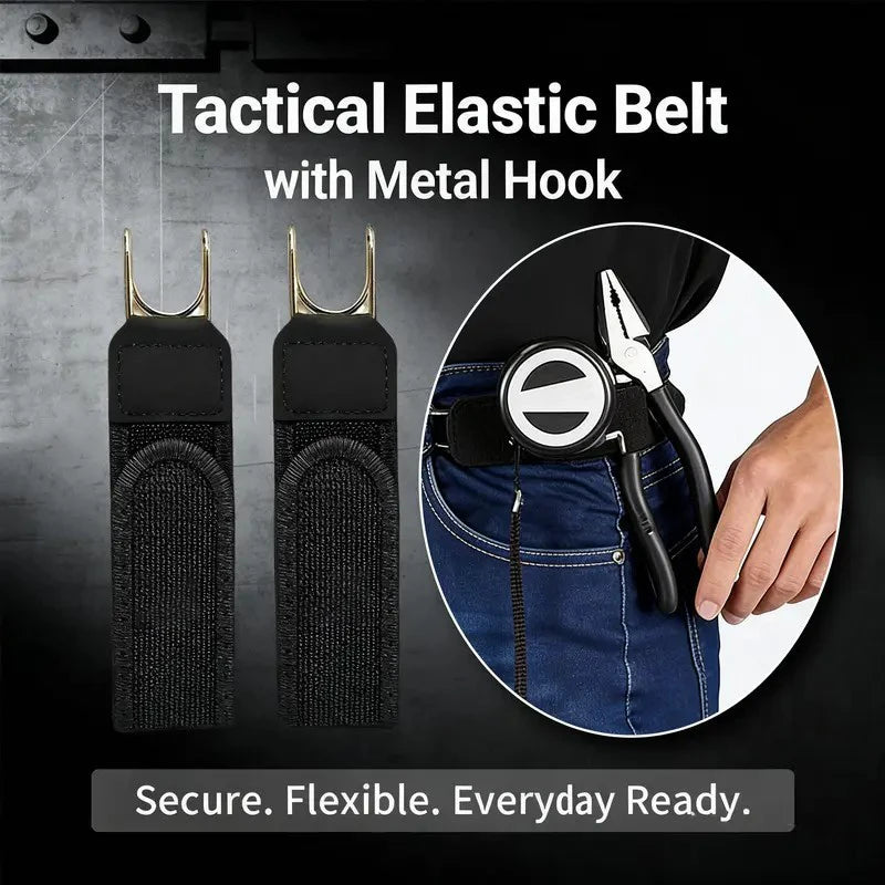 Portable Belt Buckle Unisex Elastic Waist Belt, Metal Hook Buckle-Free