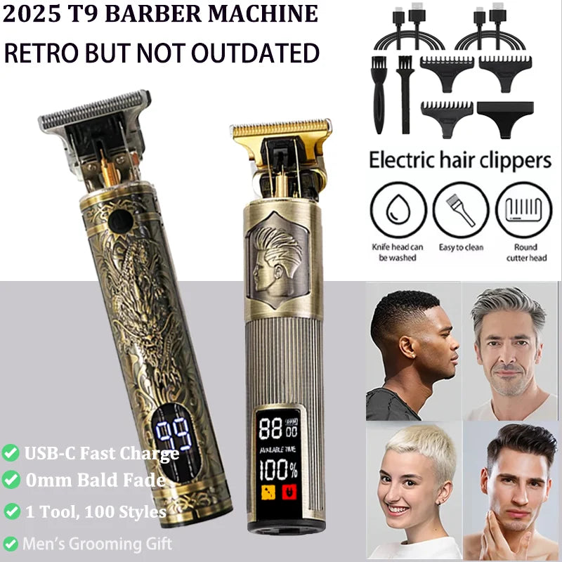 New！T9 Electric Hair Trimmer/Accessories | USB Professional Shaver |