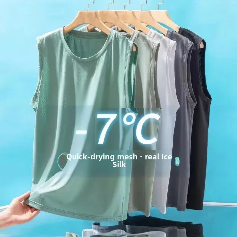 2026 Men's Ice Silk Mesh Vest Lightweight Sports Summer Wear