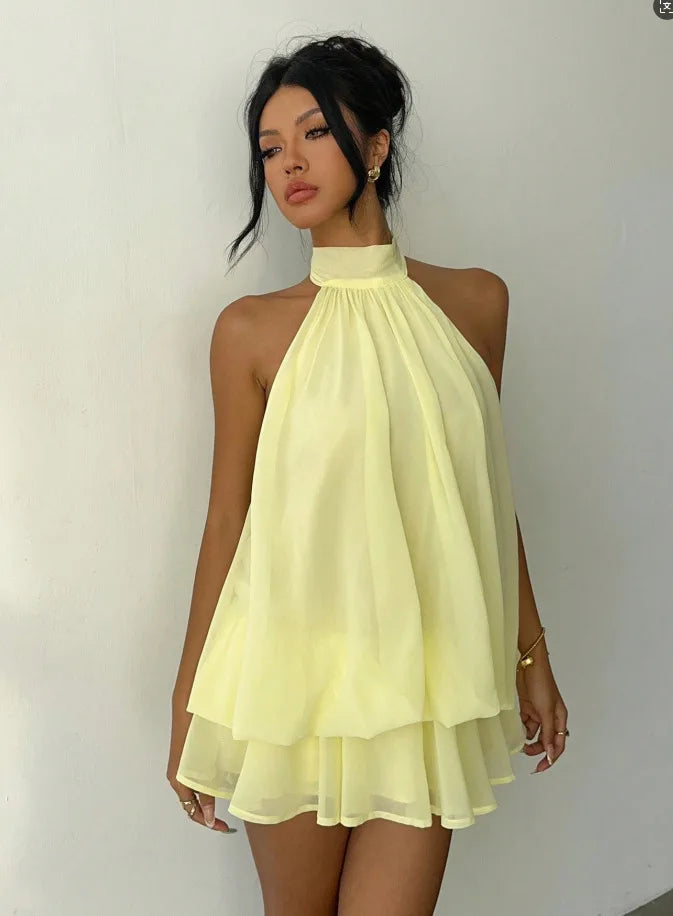 Women's Vacation Slim Fit Fashion Sexy Backless Halter Tie Waist