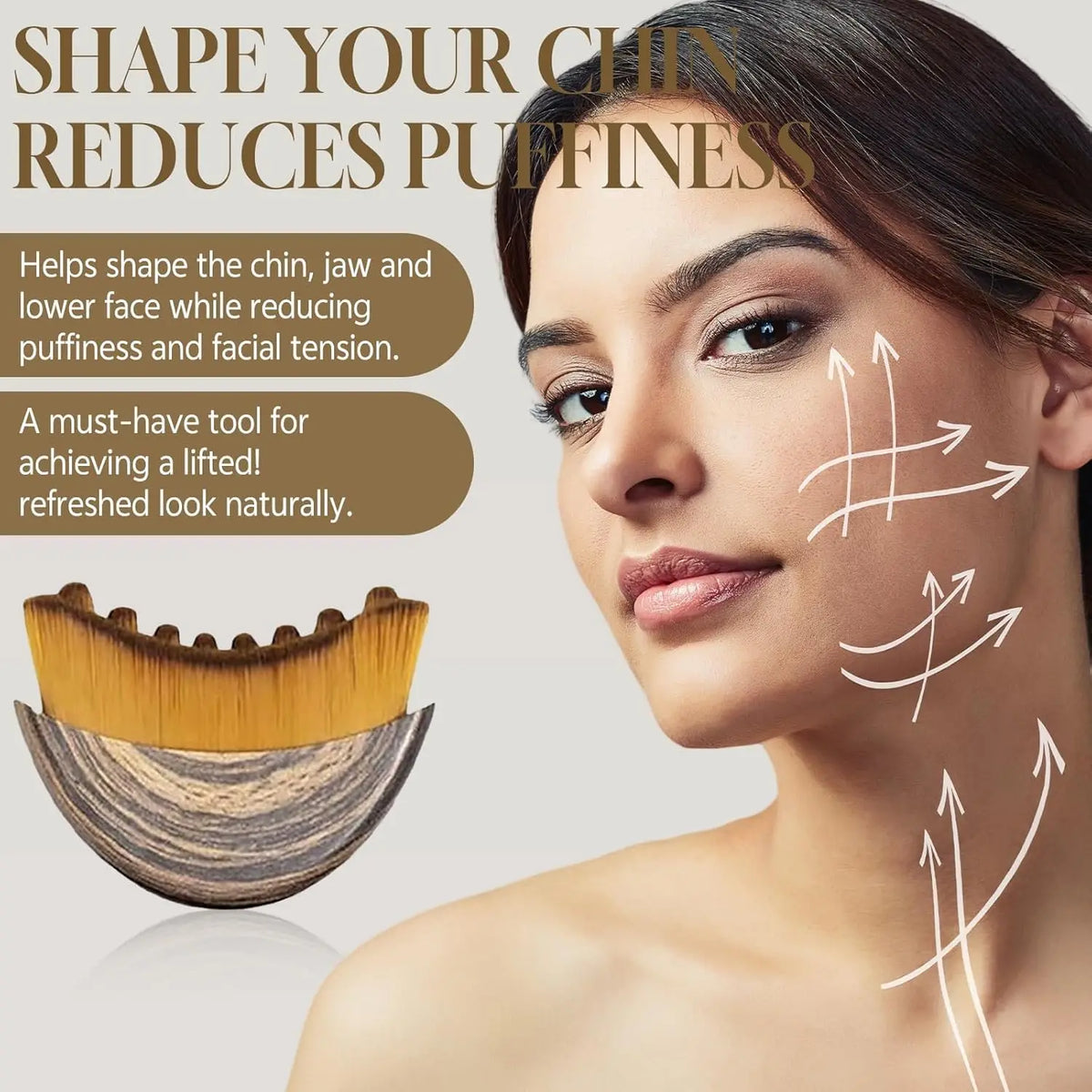 Lymphatic Contour Face Brush & Wooden Meridian Massage Comb
