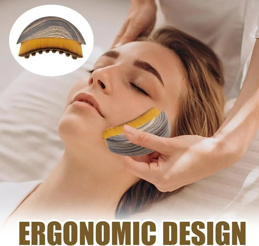 Lymphatic Contour Face Brush & Wooden Meridian Massage Comb