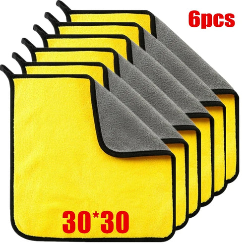 1/2/6pcs Microfiber Cleaning Towel Thicken Soft Drying Cloth Car Body