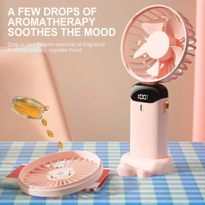 Portable Handheld Mini Fan Foldable Neck Hanging Fans 5 Speed USB