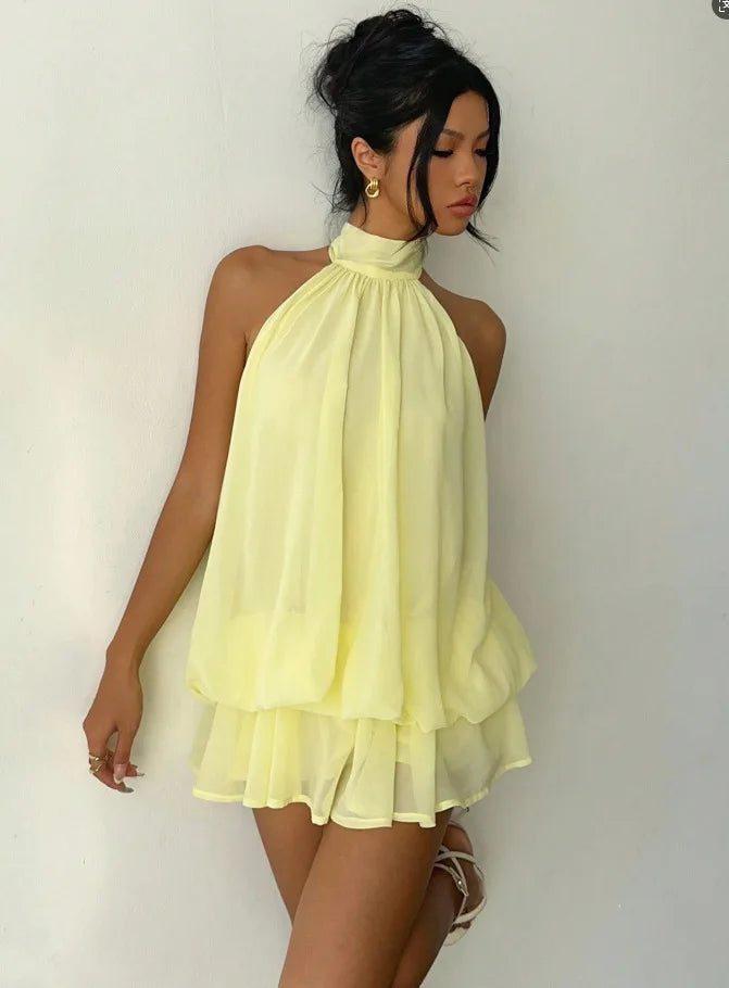 Women's Vacation Slim Fit Fashion Sexy Backless Halter Tie Waist