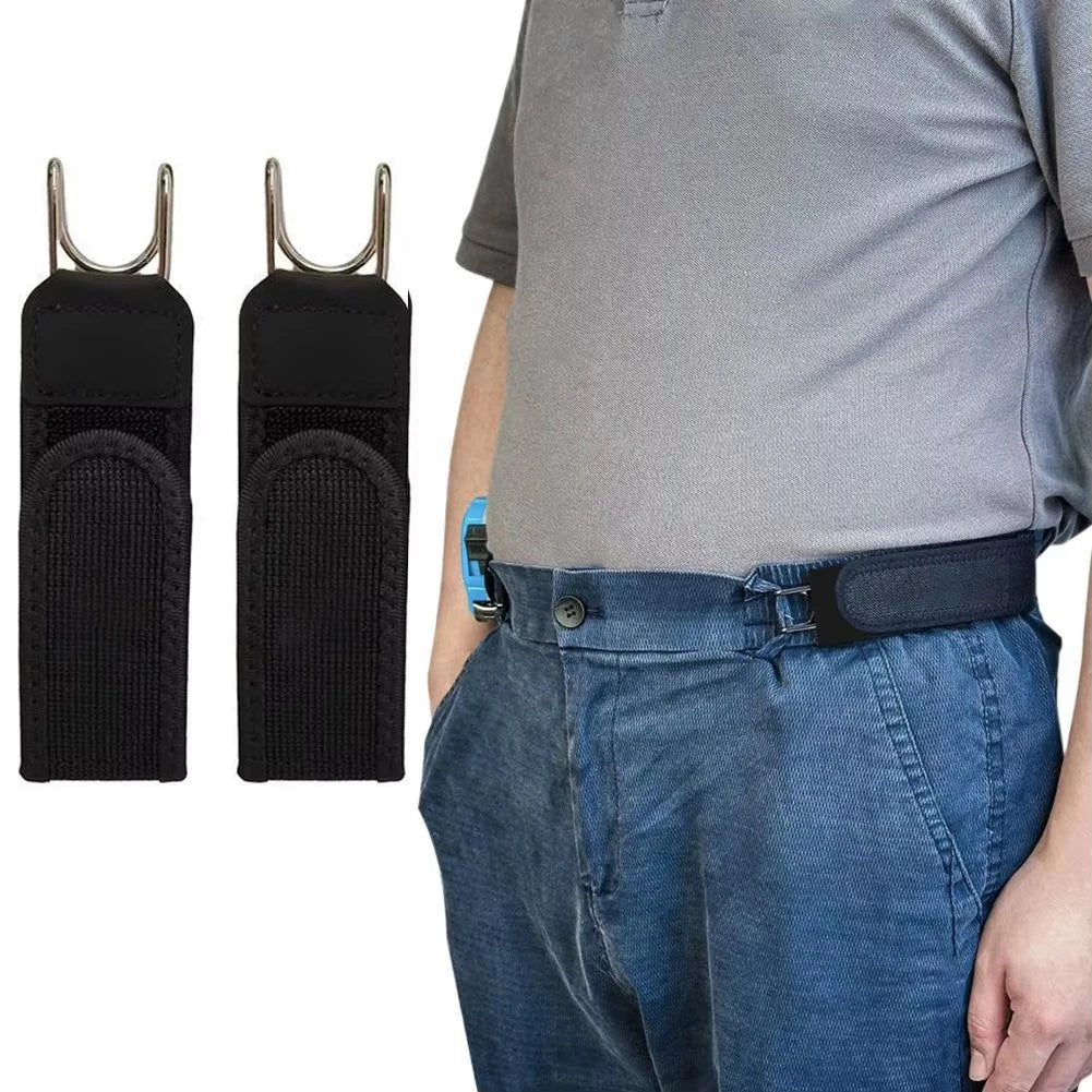 Portable Belt Buckle Unisex Elastic Waist Belt, Metal Hook Buckle-Free