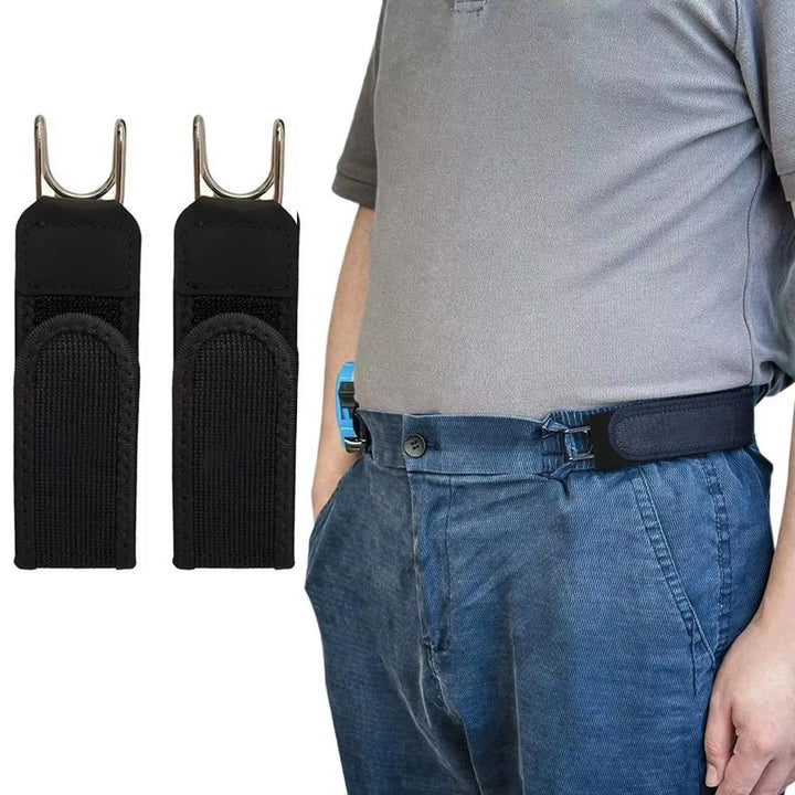 Portable Belt Buckle Unisex Elastic Waist Belt, Metal Hook Buckle-Free