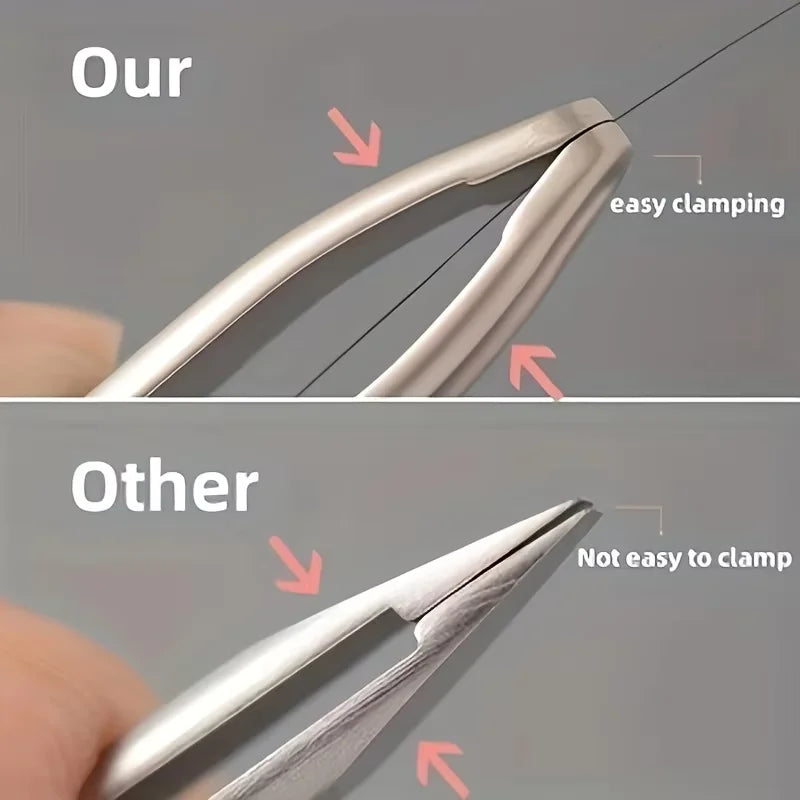 Premium Stainless Steel Round Head Tweezers for Eyebrow & Facial Hair