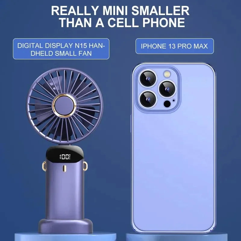 Portable Handheld Mini Fan Foldable Neck Hanging Fans 5 Speed USB