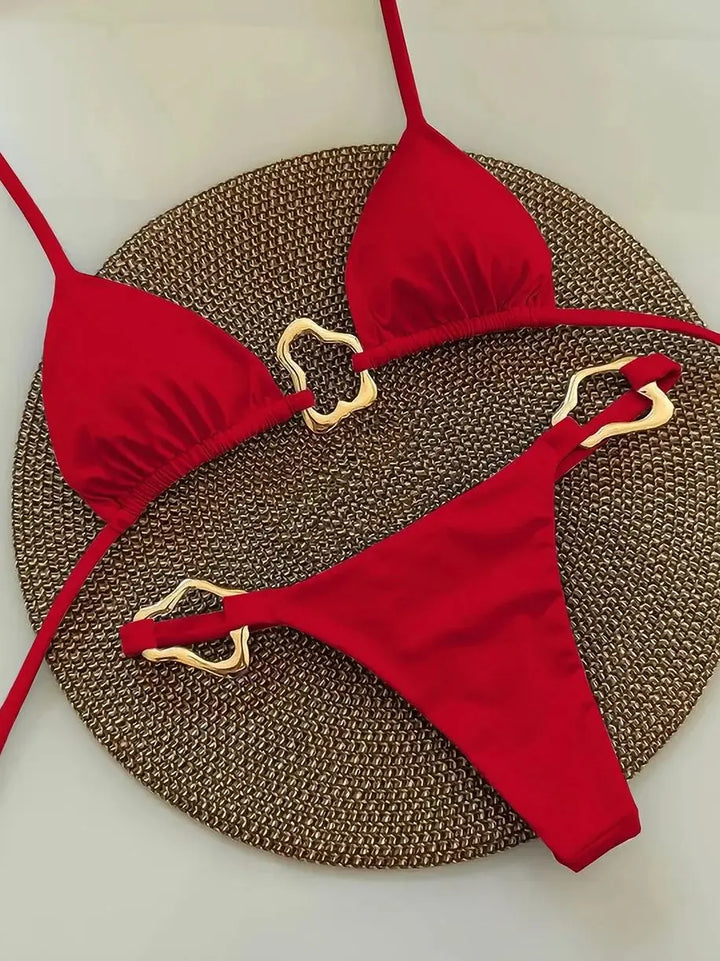 Sexy Halter Micro Bikini 2026 Women Swimsuit Solid Swimwear Thong