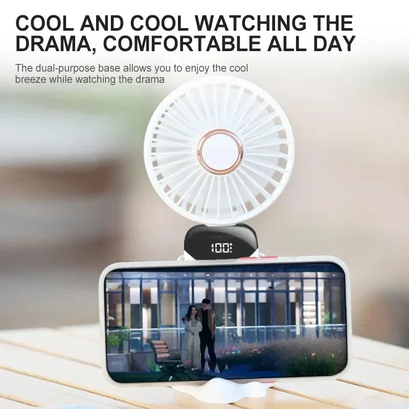 Portable Handheld Mini Fan Foldable Neck Hanging Fans 5 Speed USB