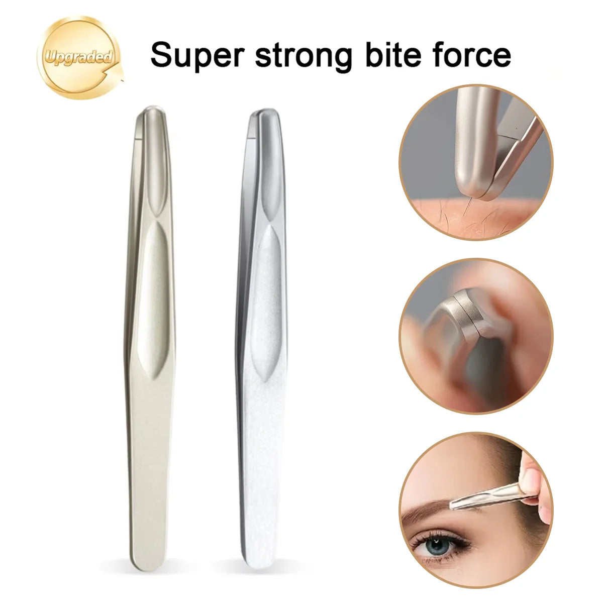 Premium Stainless Steel Round Head Tweezers for Eyebrow & Facial Hair