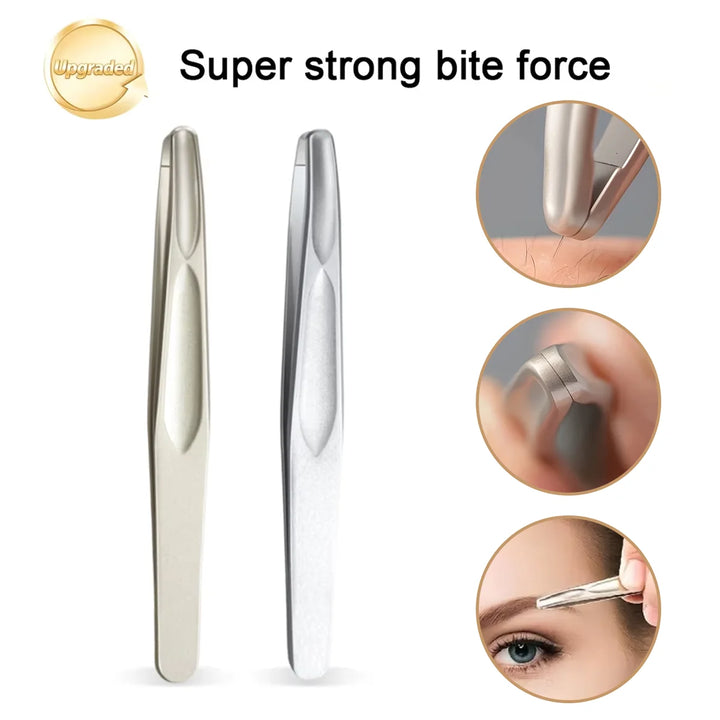 Premium Stainless Steel Round Head Tweezers for Eyebrow & Facial Hair
