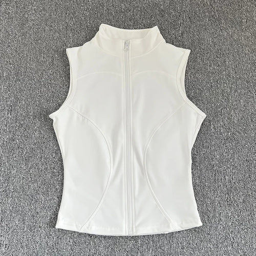 Women's Slim Fit Sport Sleeveless Top Quick Dry Elastic Stand Collar