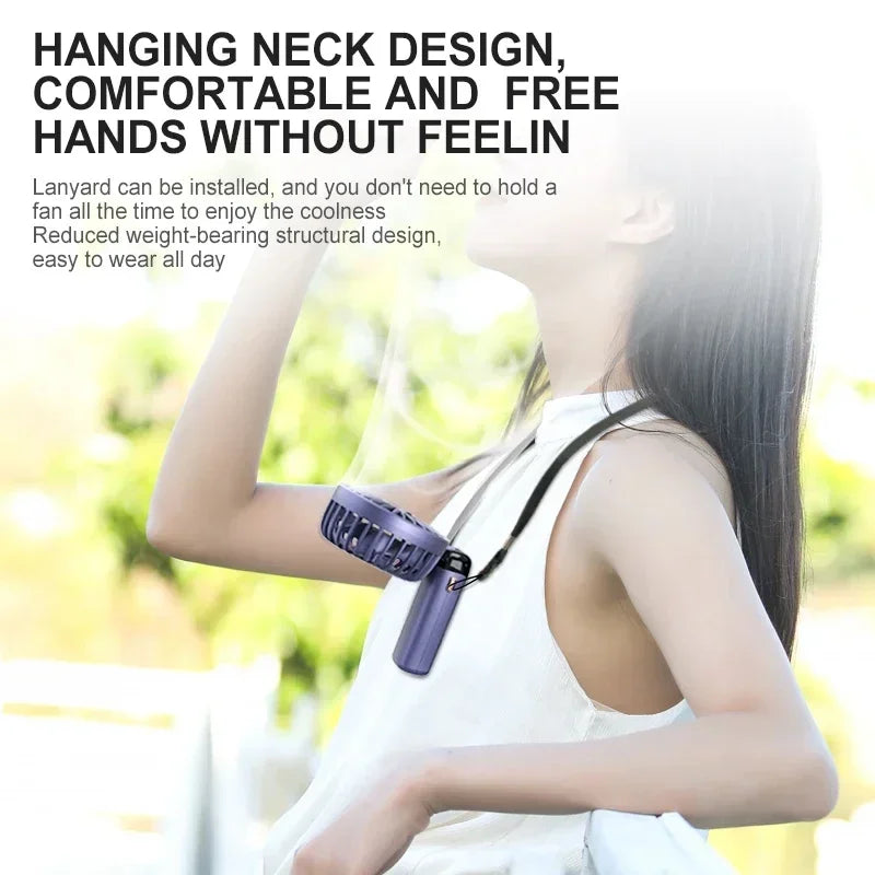 Portable Handheld Mini Fan Foldable Neck Hanging Fans 5 Speed USB