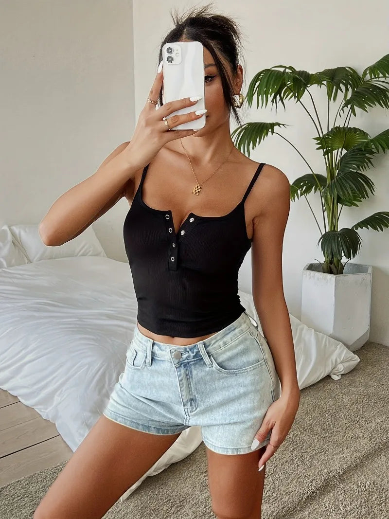 Women's Cropped Tops Spring and Summer Corset Korean Suspenders Vest