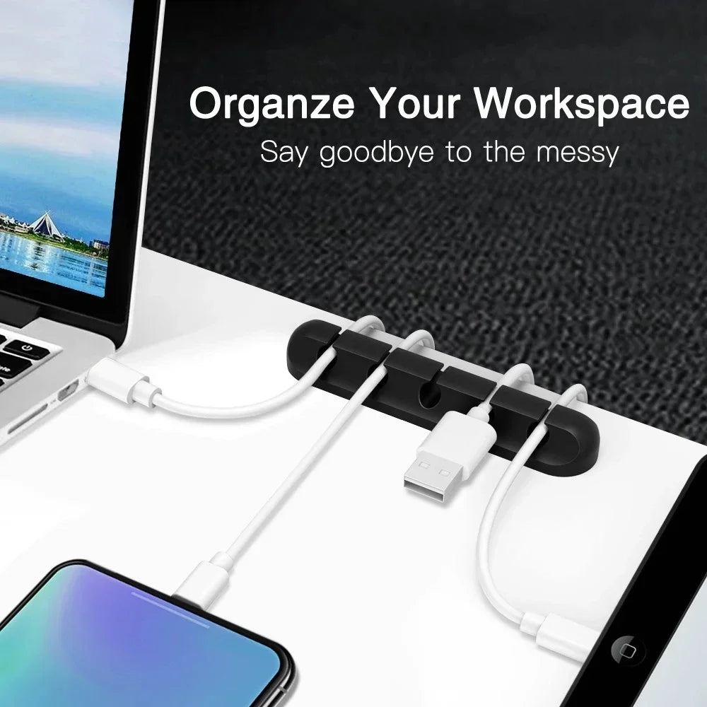 Silicone USB Cable Organizer USB Charging Cable Winder Desktop Tidy