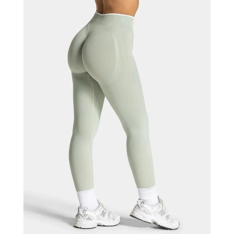 New Women's Color Blocking Yoga Leggings Seamless Knited Tights High