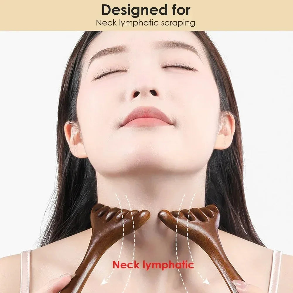 Lymphatic Contour Face Brush & Wooden Meridian Massage Comb