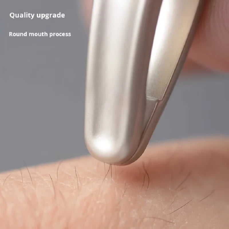 Premium Stainless Steel Round Head Tweezers for Eyebrow & Facial Hair