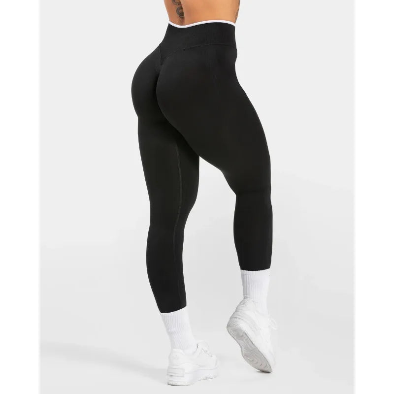 New Women's Color Blocking Yoga Leggings Seamless Knited Tights High