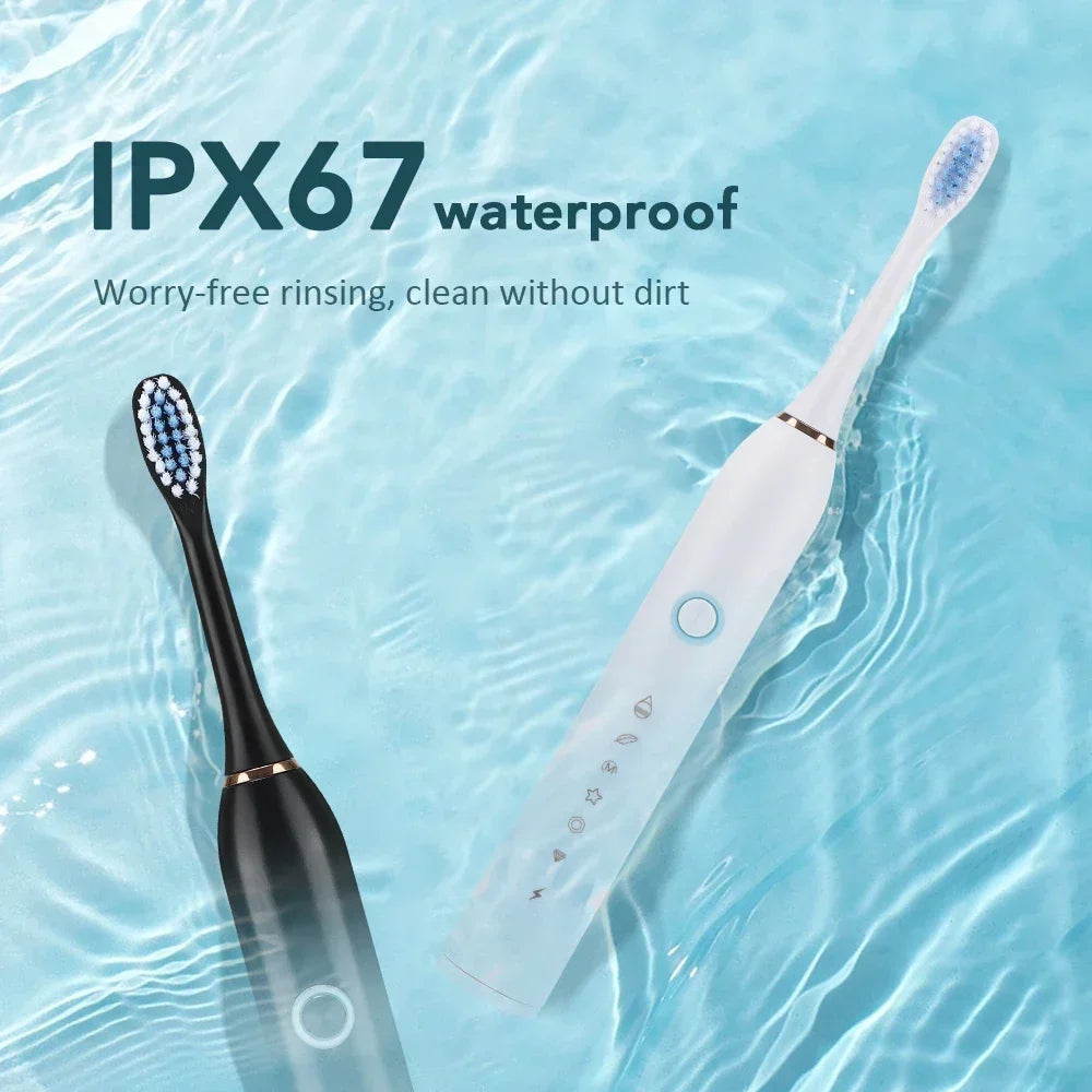 Six Modes Electric Ultrasonic Toothbrush IPX67 Home Soft Hair USB