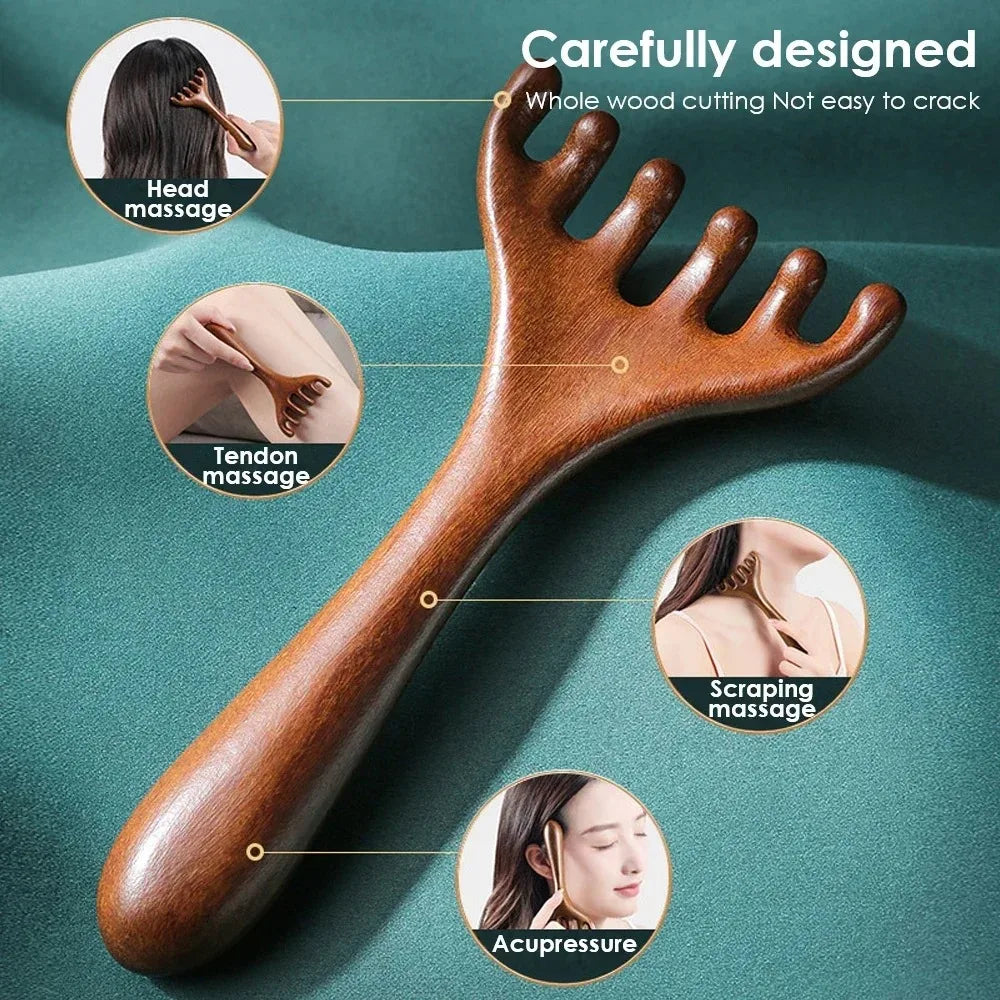 Lymphatic Contour Face Brush & Wooden Meridian Massage Comb