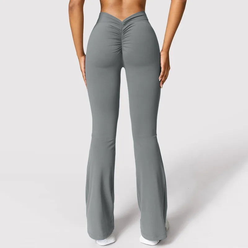 Fashion Micro Horn Leggings Women V-back Waist Sports Pants High Waist