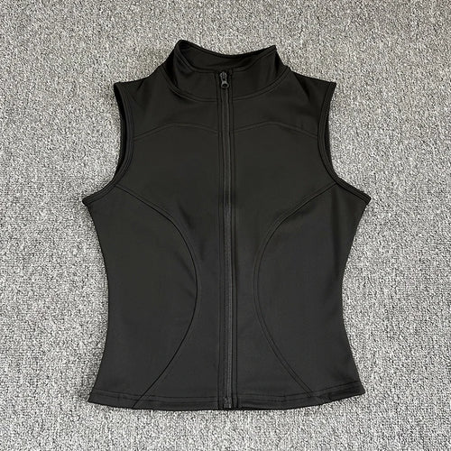 Women's Slim Fit Sport Sleeveless Top Quick Dry Elastic Stand Collar